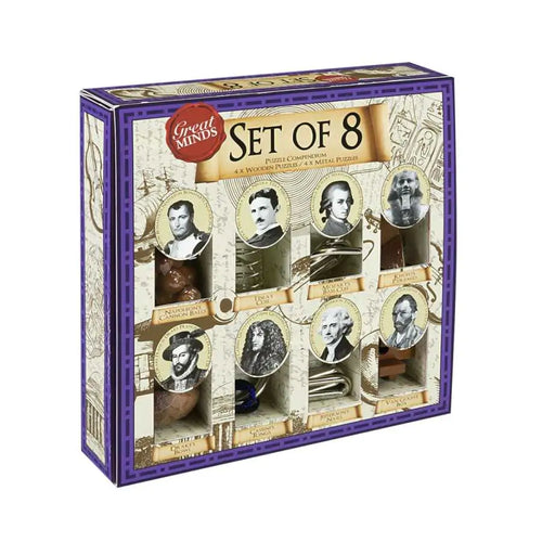 Set en bois et métal 8 en 1 – casse-têtes Grands Cerveaux pour logique et réflexion