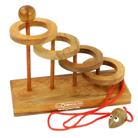 Casse-tête en bois Libère la souris avec corde et souris
