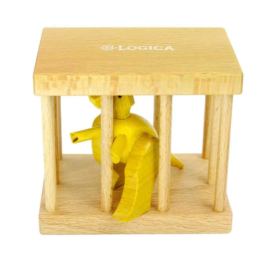 Puzzle T-Rex en Cage en bois en cours de résolution
