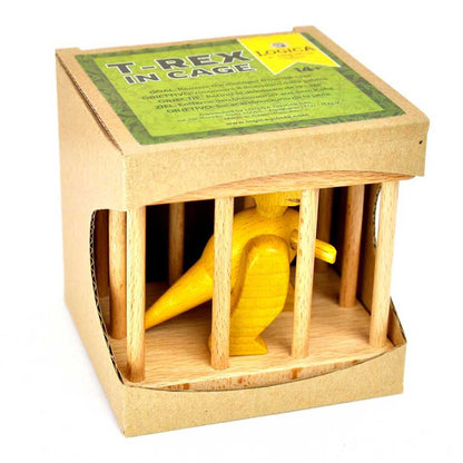 Casse-tête T-Rex en Cage design en bois naturel
